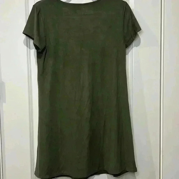 PINKBLUSH FAUX SUEDE OLIVE GREEN MINI DRESS - Picture 5 of 5